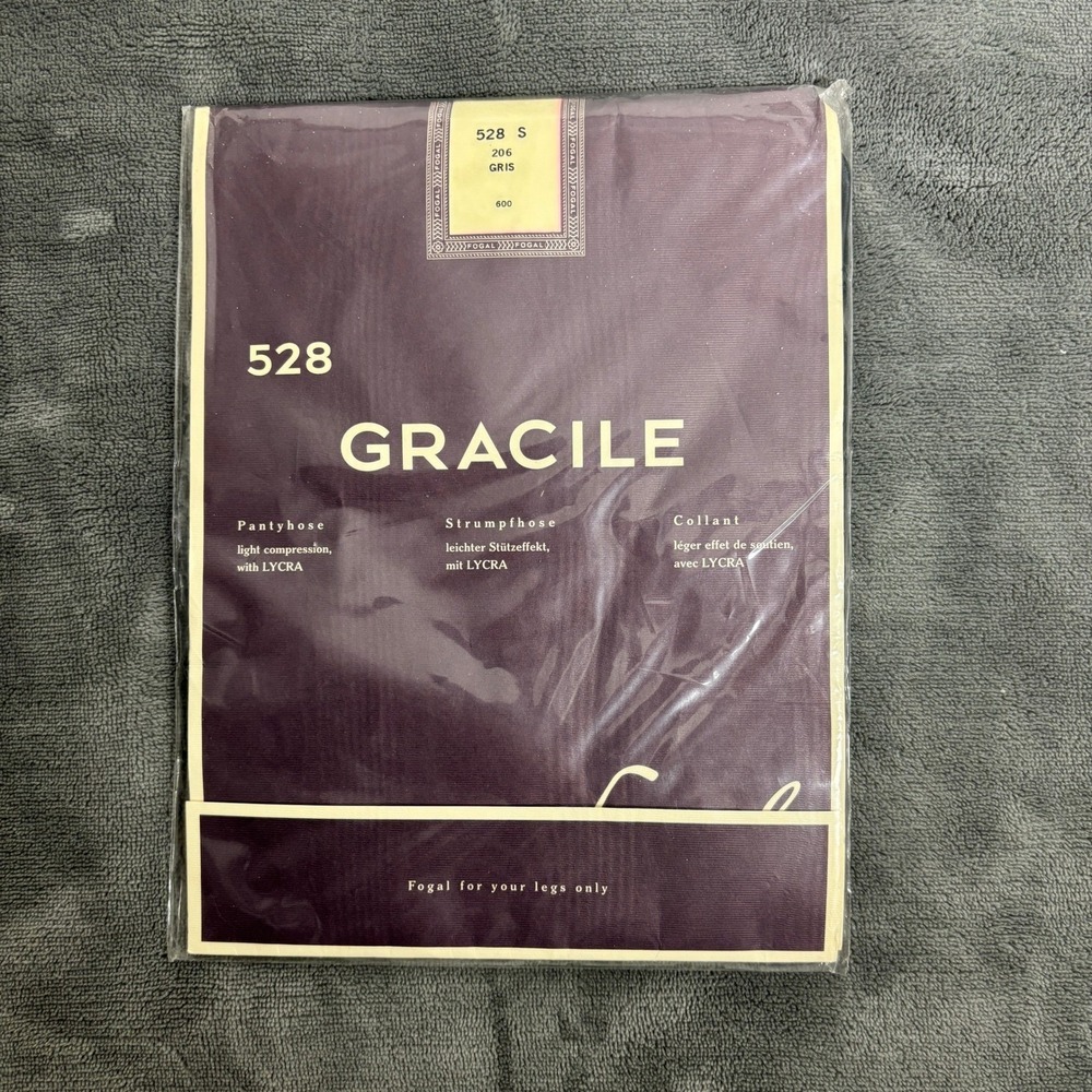 Vintage Fogal Gracile 528 S 206 Gris Pantyhose Compression 30 Denier Lycra